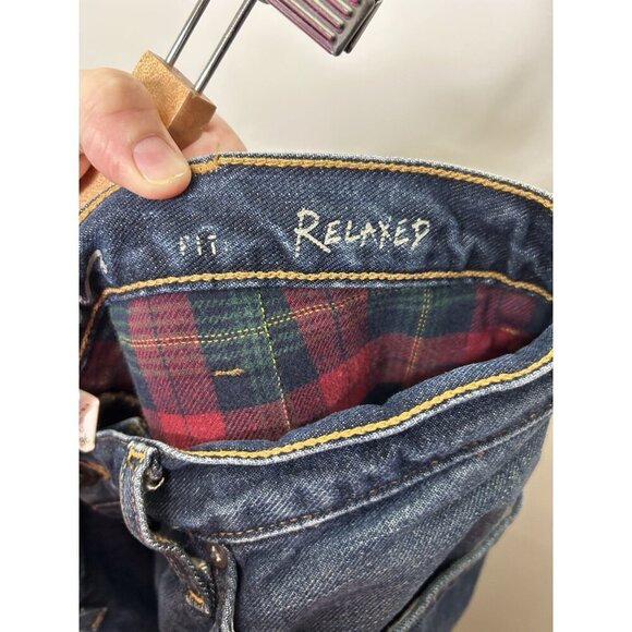 Eddie Bauer Jeans Men Blue Dark Wash Cotton Blend Fleece Lined Straight 36x30 - Picture 9 of 11